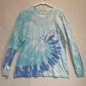 Boston Tie Dye Spirit Jersey Long Sleeve Shirt Top Sz S Ocean Drive Blue Prep
